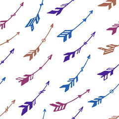 Cute boho arrows graphic seamless ornament. Ethnic apache design. Indigenous indian motif. Bohemian