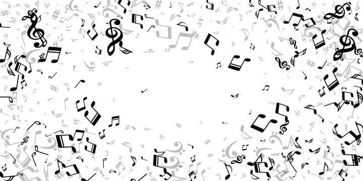 Musical note icons vector pattern. Song notation