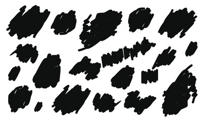 Scribbled hand drawn abstract arty felt tip pen strokes shapes. Raw monochrome black and white pattern vector design element. Hipster fresh animal print style.  Trendy quirky chic graphic composition 