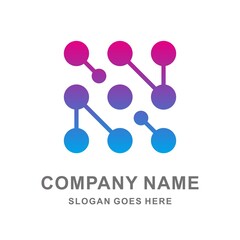 Circle Dots Letter N Digital Link Connection Business Company Vector Logo Design