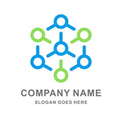 Circle Dots Digital Link Connection Business Company Stock Vector Logo Design Template