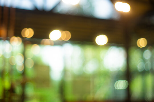 bokeh background in coffee cafe green light