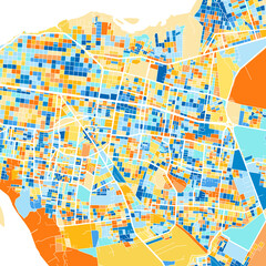 Art map of Corrientes, Argentina in Blue Orange