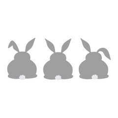 Silhouettes collection of Rabbits. Easter bunny design vector background. Rabbit silhouette icon.