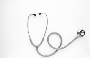 Stethoscope on white background, medical instrument.