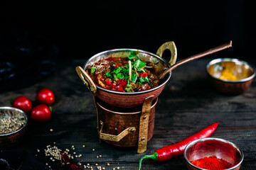 Indian spicy soup with chili