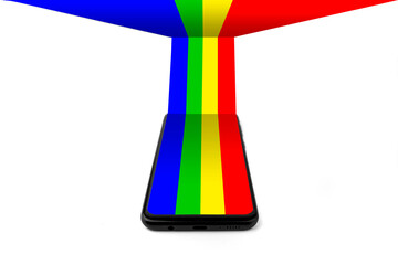 phone with colorful background