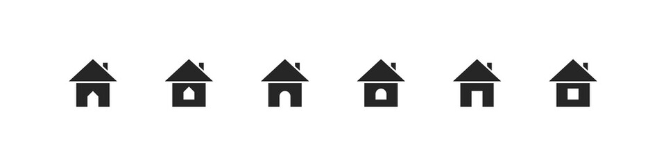 Concept home icon. House icon set. House icon with doors and windows. Vector illustration