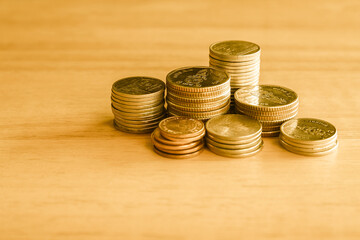 stacks of gold money coin background concept saving money 