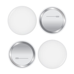 White pin button vector. Pin button realistic badge