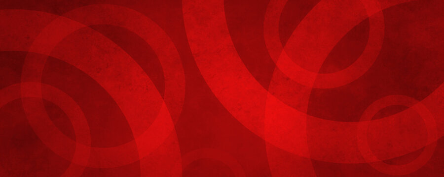 red abstract background with geometric circles in overlapping pattern in modern design with old texture