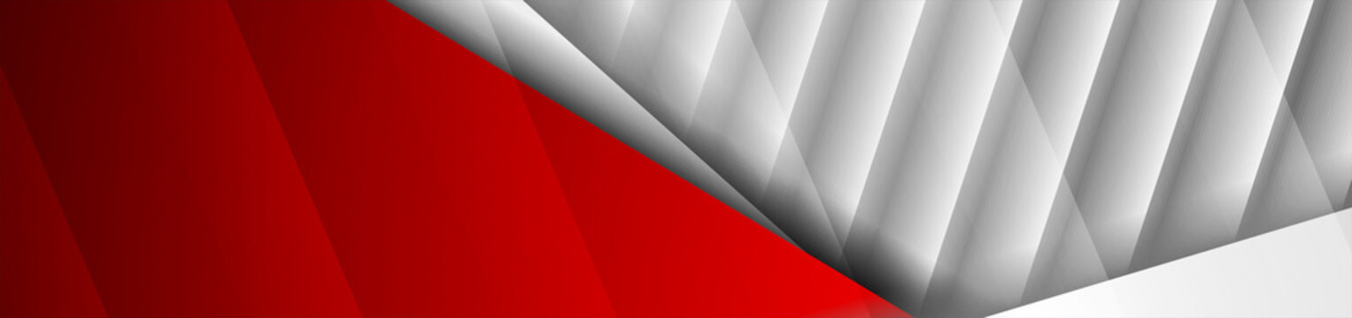 Red And Grey Corporate Abstract Striped Background. Vector Banner Design