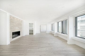 Modern living room with fireplace 