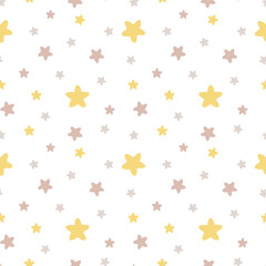 Abstract seamless  pattern with stars in the night sky.  Perfect background for fabric, wrapping, textile, wallpaper, decoration.  Vector illustration