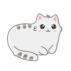 Cute cat in cartoon style. Vector illustration isolated on white background. Print for t-shirts, stickers,  design and more.