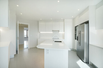 Modern kitchen with white cabinets 