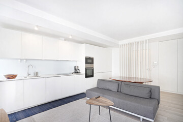 Modern kitchen with white cabinets 