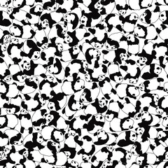 Vector seamless pattern cute baby Panda.Little bear in different poses.