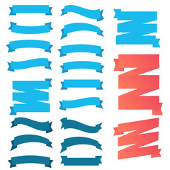 Cartoon ribbon set vector illustration. Banner ribbon vector set. Colored ribbon for decoration