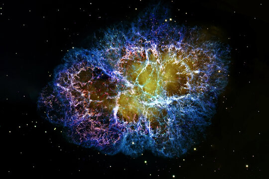 Crab Nebula, Supernova Core pulsar neutron star.