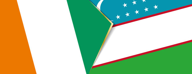 Ivory Coast and Uzbekistan flags, two vector flags.