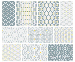 Obraz premium set of vector geometry seamless patterns in light colors for design fabric, wallpaper, wrapping paper and product packaging