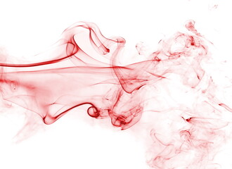 Red smoke isolated on white background and texture