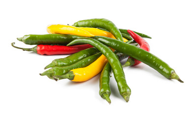 Small peppers isolated on a white background. View from another angle in the portfolio.
