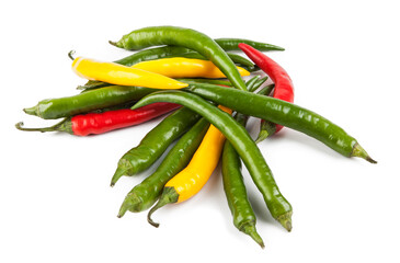 Small peppers isolated on a white background. View from another angle in the portfolio.
