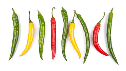 Small peppers isolated on a white background. View from another angle in the portfolio.
