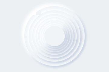 Obraz premium Top view of simple empty white circle podium stage background. Futuristic technology design. Abstract parametric interior. Blank opened 3D illustration mock-up. White building pale geometric pattern.