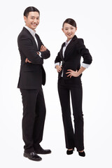 Young business man and woman portrait