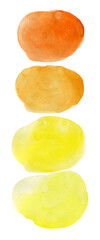 Set of hand painted watercolor stains yellow and orange color