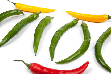 Small peppers isolated on a white background. View from another angle in the portfolio.