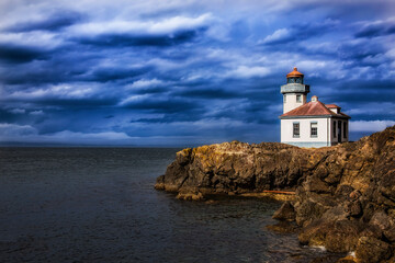 Fototapeta na wymiar Dramatic Skies Over the Lighthouse