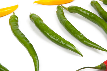 Small peppers isolated on a white background. View from another angle in the portfolio.