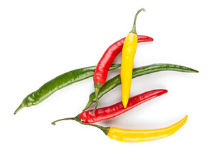 Small peppers isolated on a white background. View from another angle in the portfolio.