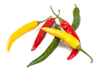 Small peppers isolated on a white background. View from another angle in the portfolio.