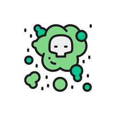 Vector air pollution, industrial smog flat color line icon.