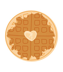 Belgian waffle with heart shaped butter