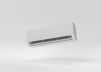 white air condition floating on white background. minimal concept idea. monochrome. 3d render.