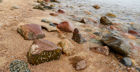 Rocks eroded by the wind on the beaches of northern Europe