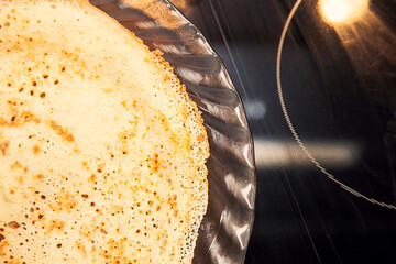 Background of homemade Russian pancakes Bliny on Shrovetide - Maslenitsa