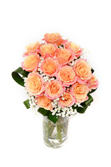 Bouquet of flowers in the box isolated on white background