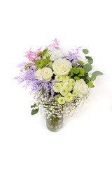 Bouquet of flowers in the box isolated on white background