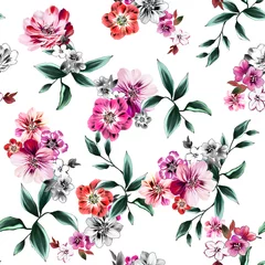 Gordijnen Seamless abstract flowers pattern, floral print. © Ama