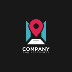 Map Pin with letter M abstract design concept