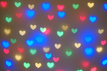 Festive multicolored bokeh, cheerfull mood, valentine day
