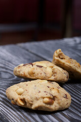Oatmeal and rice flour cookies. With the addition of peanuts. Made at home.