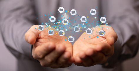 Obraz premium data network 3d digital info